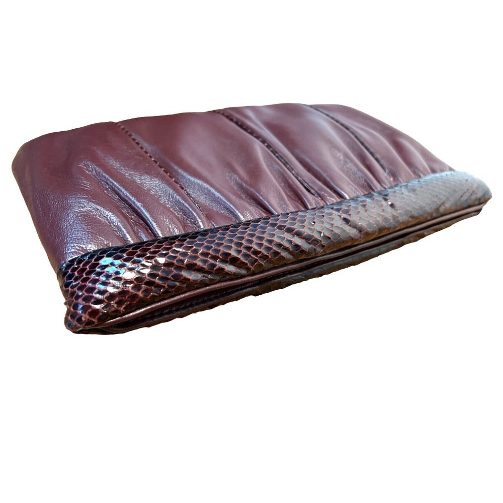 Vintage Ande Purse Bag Maroon Clutch Leather Handbag